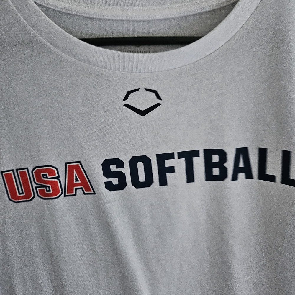 White USA Softball T-Shirt